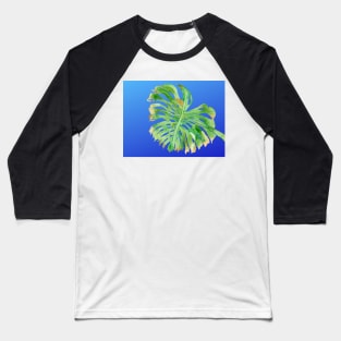 TROPICAL FROND - GREEN LEAF, BLUE SKY - ORIGINAL WATERCOLOR PAINTING OF PALM TREE LEAF Baseball T-Shirt